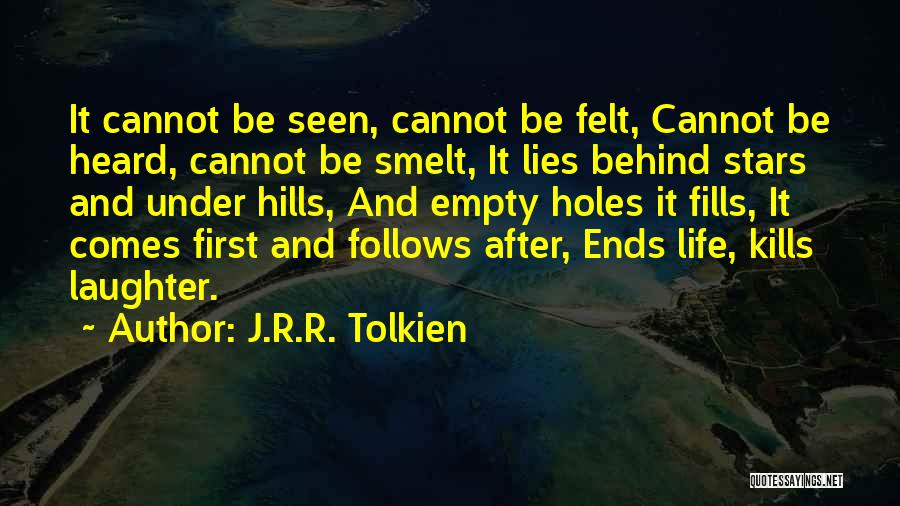 J.R.R. Tolkien Quotes: It Cannot Be Seen, Cannot Be Felt, Cannot Be Heard, Cannot Be Smelt, It Lies Behind Stars And Under Hills,