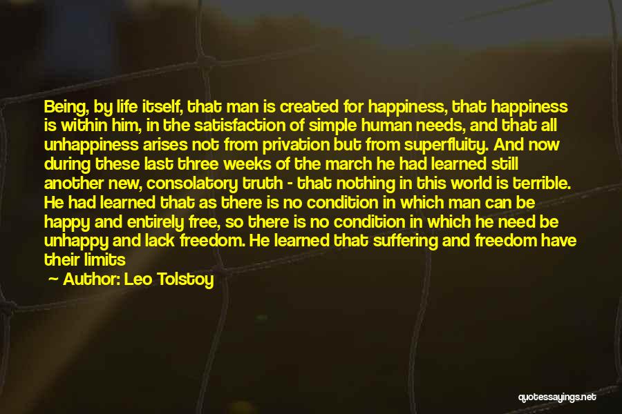 Leo Tolstoy Quotes: Being, By Life Itself, That Man Is Created For Happiness, That Happiness Is Within Him, In The Satisfaction Of Simple