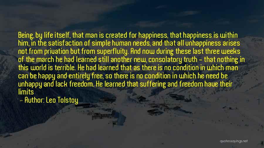 Leo Tolstoy Quotes: Being, By Life Itself, That Man Is Created For Happiness, That Happiness Is Within Him, In The Satisfaction Of Simple