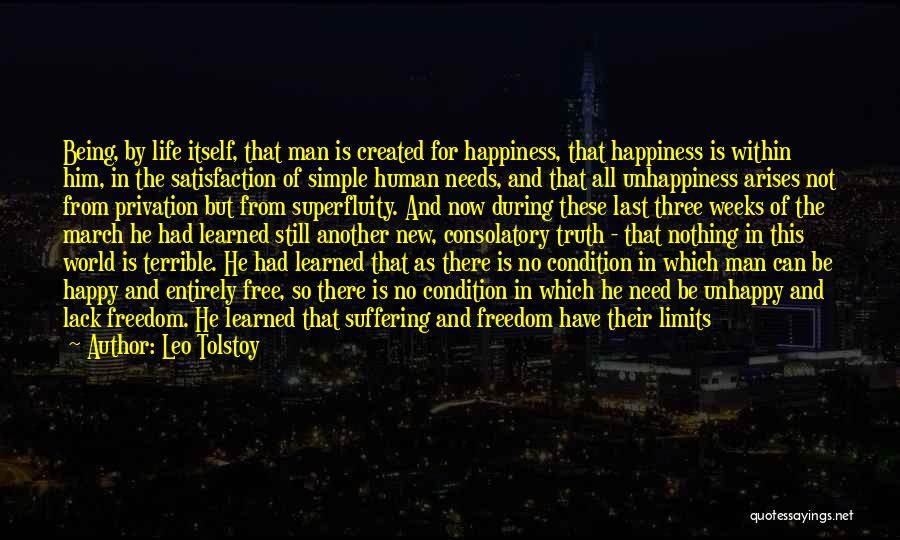 Leo Tolstoy Quotes: Being, By Life Itself, That Man Is Created For Happiness, That Happiness Is Within Him, In The Satisfaction Of Simple