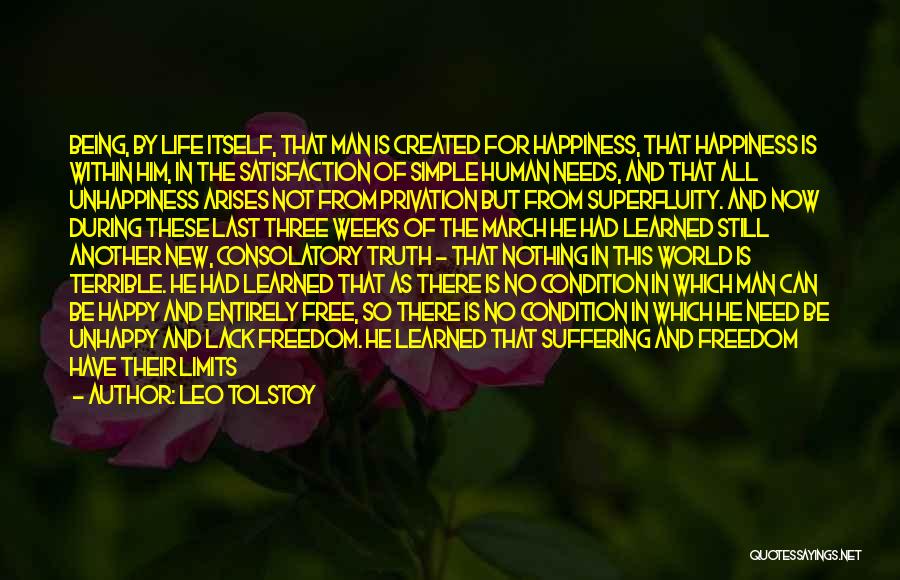 Leo Tolstoy Quotes: Being, By Life Itself, That Man Is Created For Happiness, That Happiness Is Within Him, In The Satisfaction Of Simple