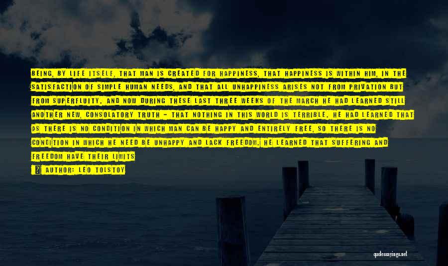 Leo Tolstoy Quotes: Being, By Life Itself, That Man Is Created For Happiness, That Happiness Is Within Him, In The Satisfaction Of Simple