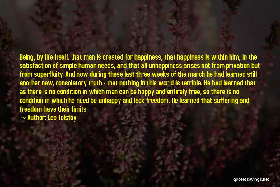 Leo Tolstoy Quotes: Being, By Life Itself, That Man Is Created For Happiness, That Happiness Is Within Him, In The Satisfaction Of Simple