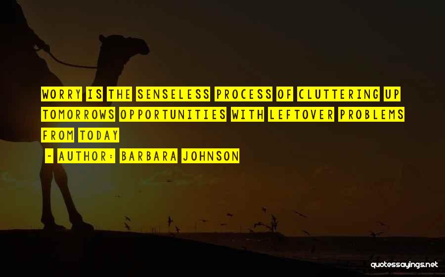 Barbara Johnson Quotes: Worry Is The Senseless Process Of Cluttering Up Tomorrows Opportunities With Leftover Problems From Today