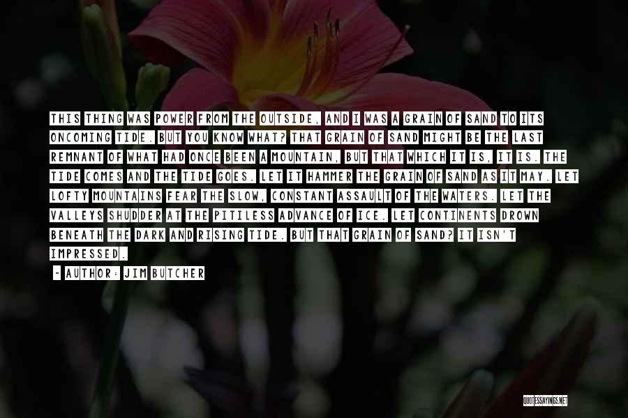 Jim Butcher Quotes: This Thing Was Power From The Outside, And I Was A Grain Of Sand To Its Oncoming Tide. But You