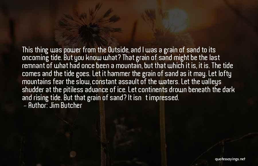 Jim Butcher Quotes: This Thing Was Power From The Outside, And I Was A Grain Of Sand To Its Oncoming Tide. But You