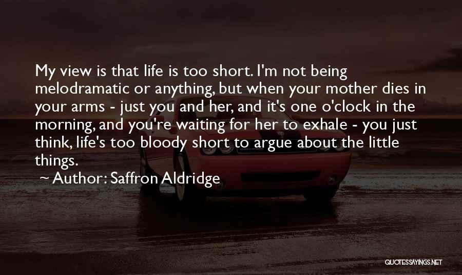 Saffron Aldridge Quotes: My View Is That Life Is Too Short. I'm Not Being Melodramatic Or Anything, But When Your Mother Dies In