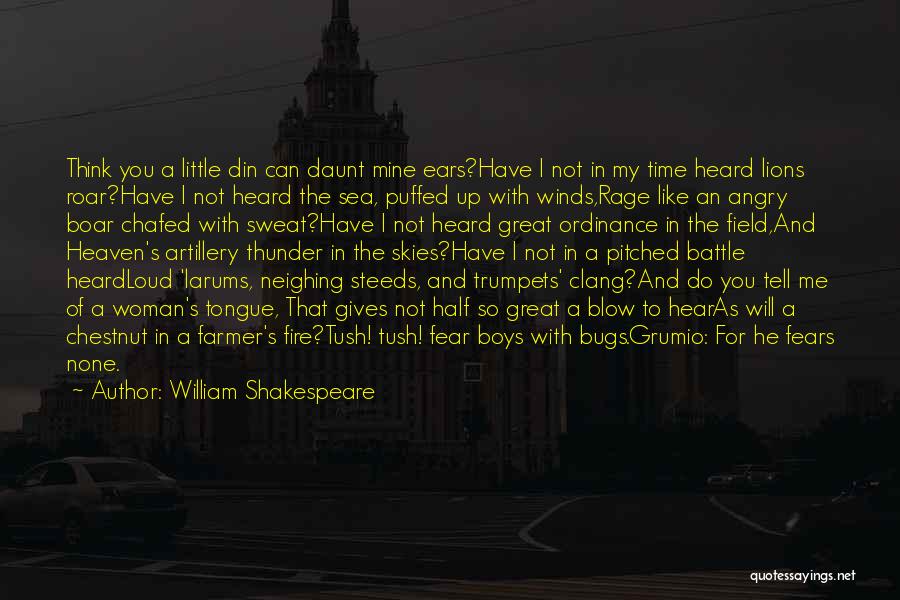 William Shakespeare Quotes: Think You A Little Din Can Daunt Mine Ears?have I Not In My Time Heard Lions Roar?have I Not Heard