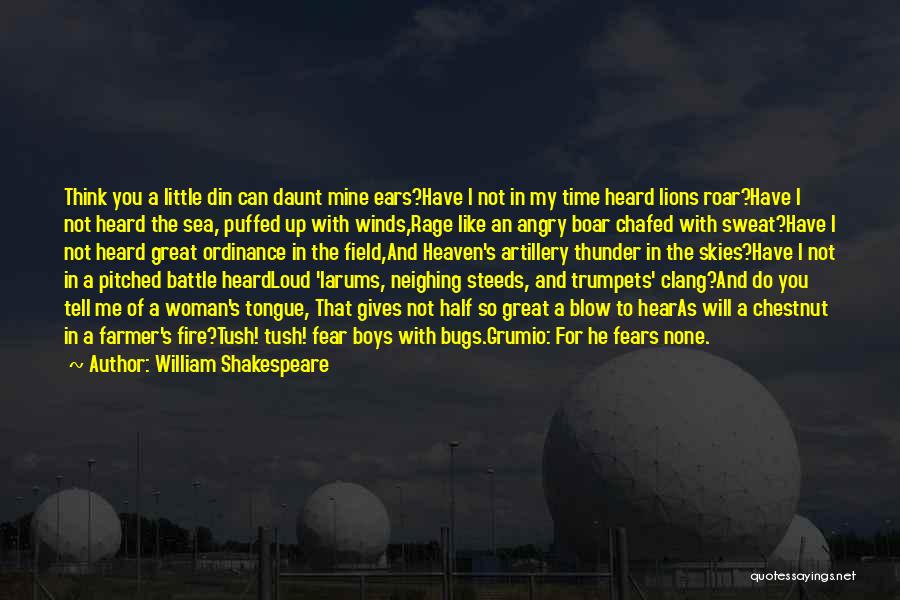 William Shakespeare Quotes: Think You A Little Din Can Daunt Mine Ears?have I Not In My Time Heard Lions Roar?have I Not Heard