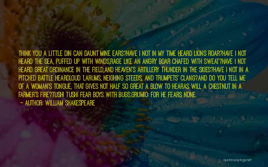 William Shakespeare Quotes: Think You A Little Din Can Daunt Mine Ears?have I Not In My Time Heard Lions Roar?have I Not Heard