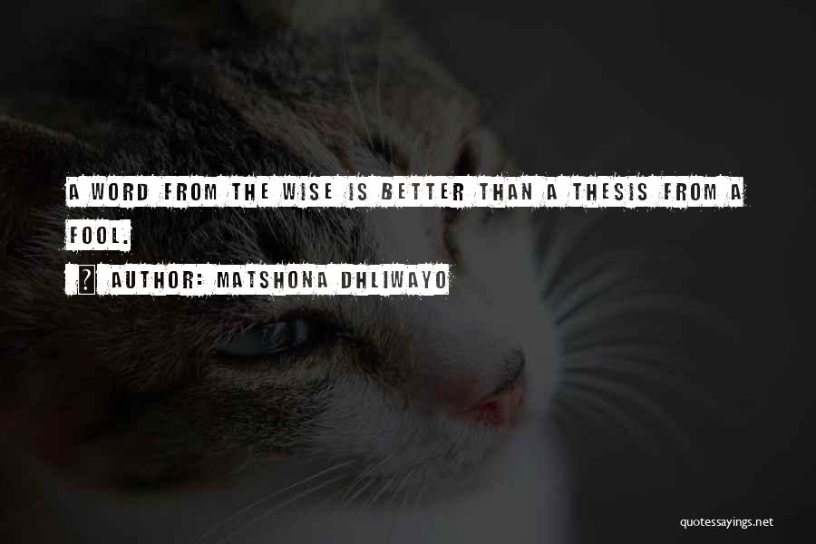 Matshona Dhliwayo Quotes: A Word From The Wise Is Better Than A Thesis From A Fool.