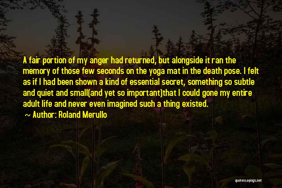 Roland Merullo Quotes: A Fair Portion Of My Anger Had Returned, But Alongside It Ran The Memory Of Those Few Seconds On The