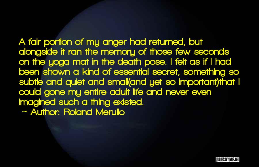 Roland Merullo Quotes: A Fair Portion Of My Anger Had Returned, But Alongside It Ran The Memory Of Those Few Seconds On The