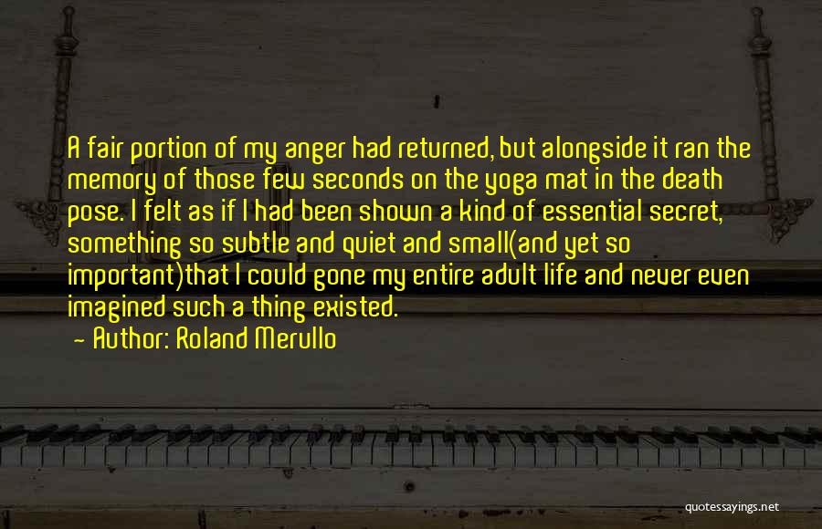 Roland Merullo Quotes: A Fair Portion Of My Anger Had Returned, But Alongside It Ran The Memory Of Those Few Seconds On The