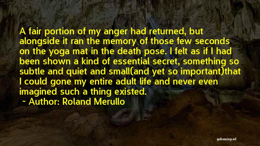 Roland Merullo Quotes: A Fair Portion Of My Anger Had Returned, But Alongside It Ran The Memory Of Those Few Seconds On The