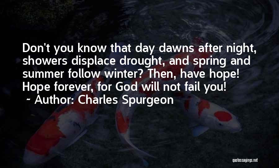 Charles Spurgeon Quotes: Don't You Know That Day Dawns After Night, Showers Displace Drought, And Spring And Summer Follow Winter? Then, Have Hope!