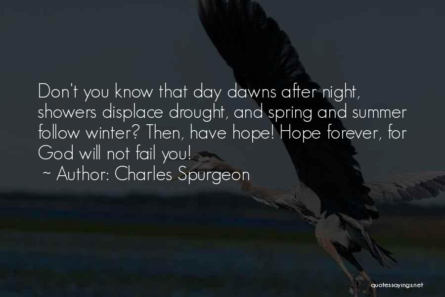 Charles Spurgeon Quotes: Don't You Know That Day Dawns After Night, Showers Displace Drought, And Spring And Summer Follow Winter? Then, Have Hope!