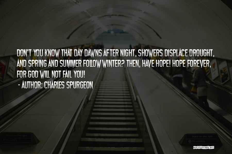 Charles Spurgeon Quotes: Don't You Know That Day Dawns After Night, Showers Displace Drought, And Spring And Summer Follow Winter? Then, Have Hope!