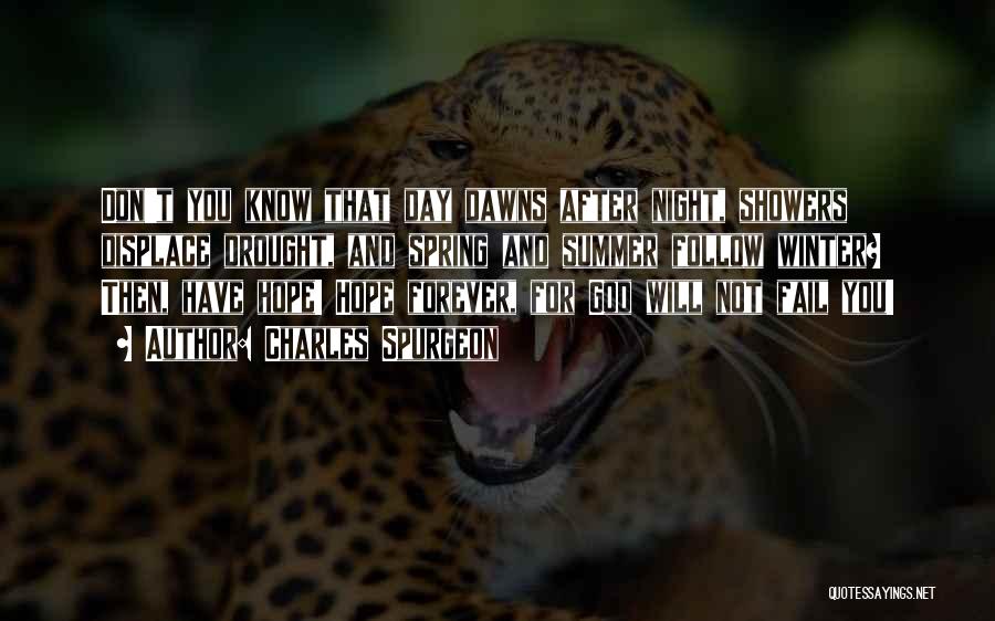 Charles Spurgeon Quotes: Don't You Know That Day Dawns After Night, Showers Displace Drought, And Spring And Summer Follow Winter? Then, Have Hope!