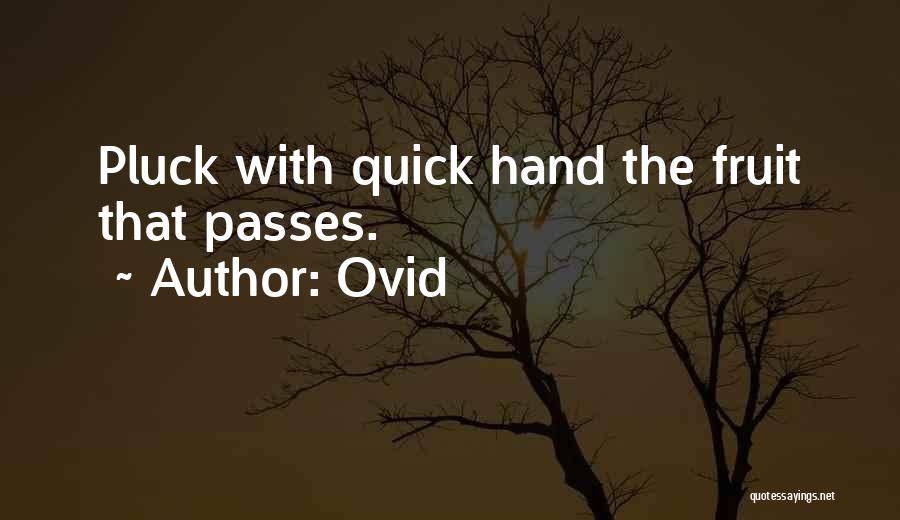 Ovid Quotes: Pluck With Quick Hand The Fruit That Passes.