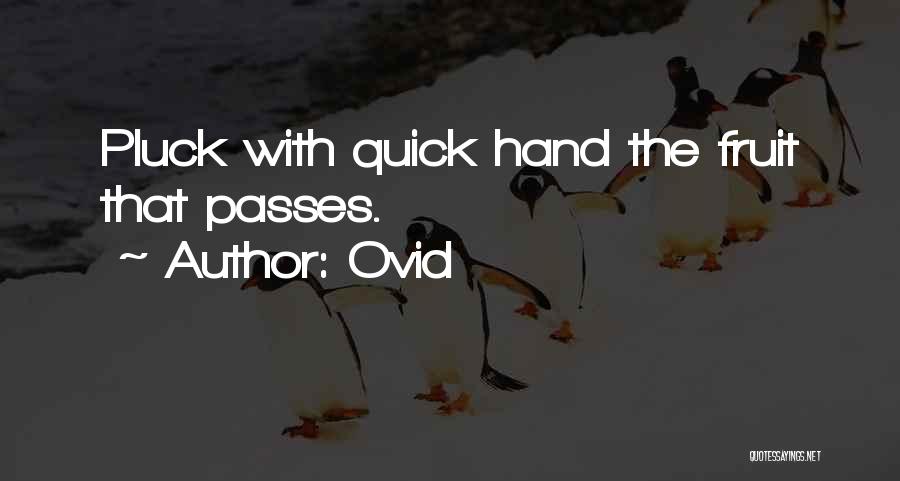 Ovid Quotes: Pluck With Quick Hand The Fruit That Passes.