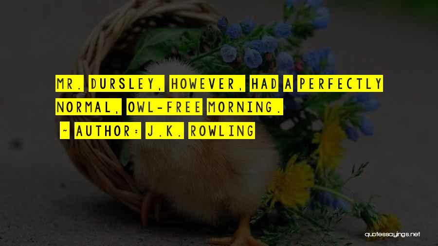 J.K. Rowling Quotes: Mr. Dursley, However, Had A Perfectly Normal, Owl-free Morning.
