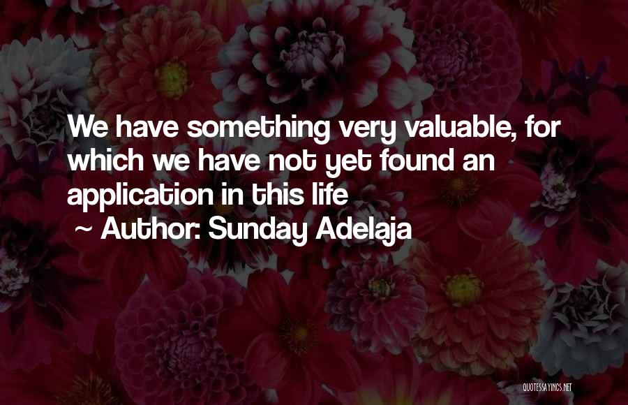 Sunday Adelaja Quotes: We Have Something Very Valuable, For Which We Have Not Yet Found An Application In This Life
