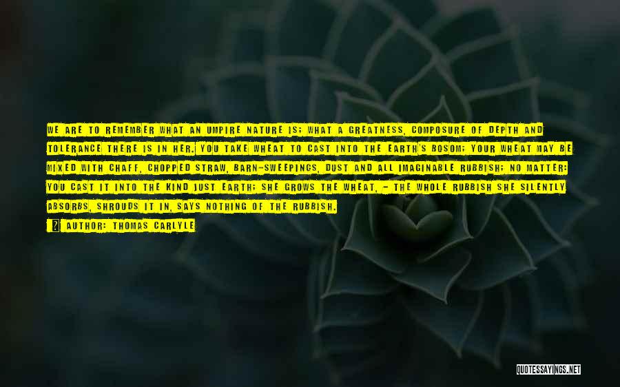 Thomas Carlyle Quotes: We Are To Remember What An Umpire Nature Is; What A Greatness, Composure Of Depth And Tolerance There Is In