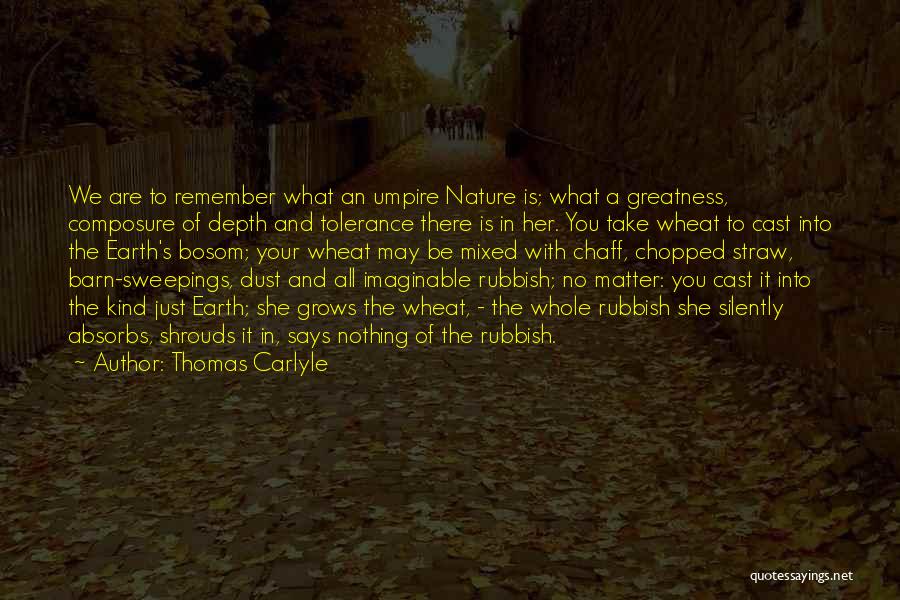 Thomas Carlyle Quotes: We Are To Remember What An Umpire Nature Is; What A Greatness, Composure Of Depth And Tolerance There Is In