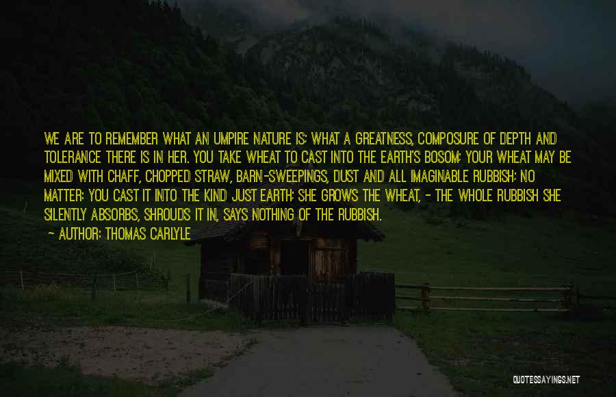 Thomas Carlyle Quotes: We Are To Remember What An Umpire Nature Is; What A Greatness, Composure Of Depth And Tolerance There Is In