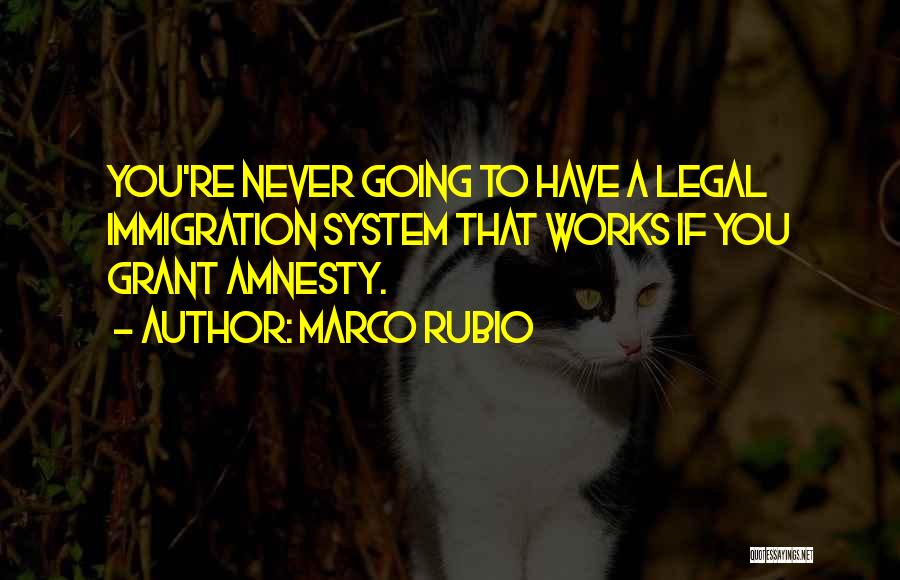 Marco Rubio Quotes: You're Never Going To Have A Legal Immigration System That Works If You Grant Amnesty.