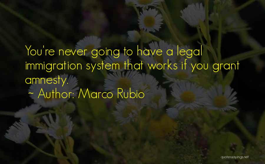 Marco Rubio Quotes: You're Never Going To Have A Legal Immigration System That Works If You Grant Amnesty.