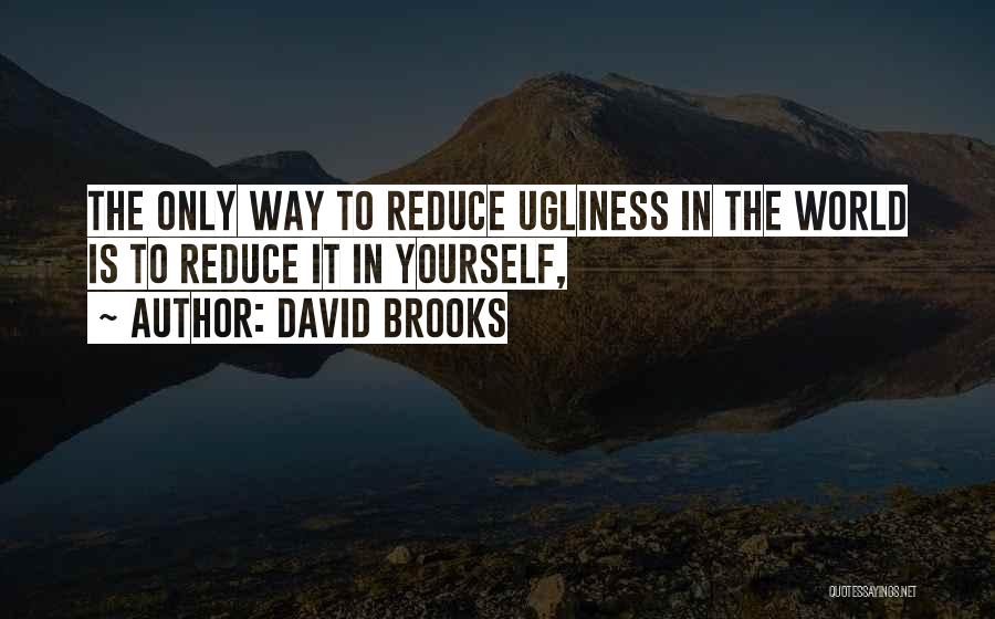 David Brooks Quotes: The Only Way To Reduce Ugliness In The World Is To Reduce It In Yourself,