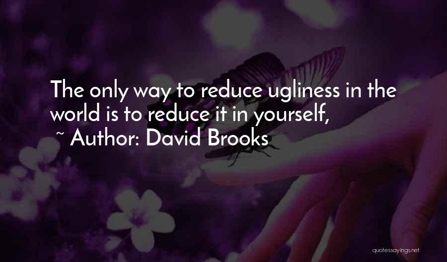 David Brooks Quotes: The Only Way To Reduce Ugliness In The World Is To Reduce It In Yourself,