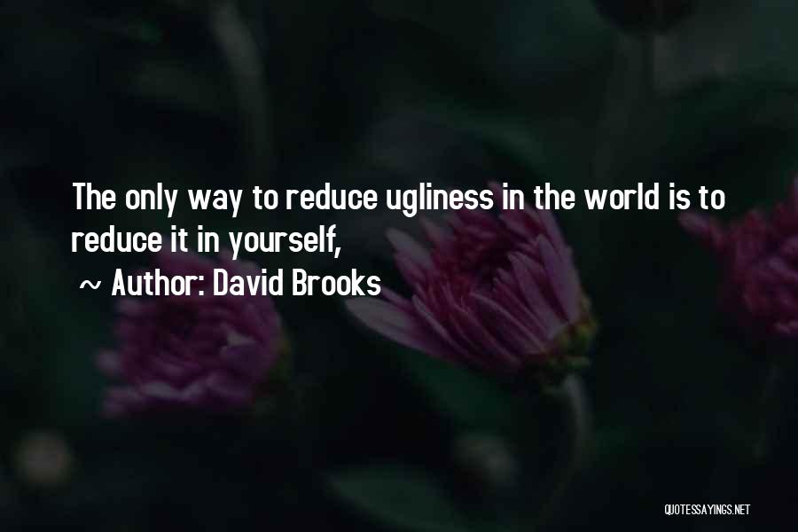 David Brooks Quotes: The Only Way To Reduce Ugliness In The World Is To Reduce It In Yourself,