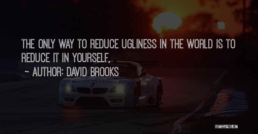 David Brooks Quotes: The Only Way To Reduce Ugliness In The World Is To Reduce It In Yourself,