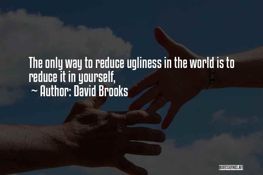 David Brooks Quotes: The Only Way To Reduce Ugliness In The World Is To Reduce It In Yourself,