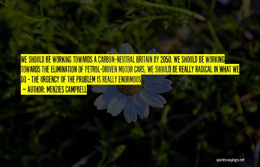 Menzies Campbell Quotes: We Should Be Working Towards A Carbon-neutral Britain By 2050. We Should Be Working Towards The Elimination Of Petrol-driven Motor