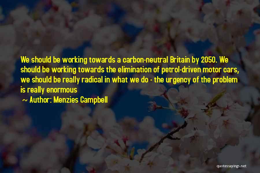 Menzies Campbell Quotes: We Should Be Working Towards A Carbon-neutral Britain By 2050. We Should Be Working Towards The Elimination Of Petrol-driven Motor