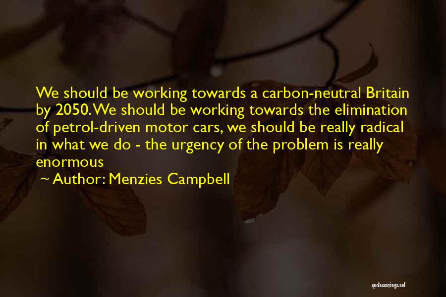 Menzies Campbell Quotes: We Should Be Working Towards A Carbon-neutral Britain By 2050. We Should Be Working Towards The Elimination Of Petrol-driven Motor