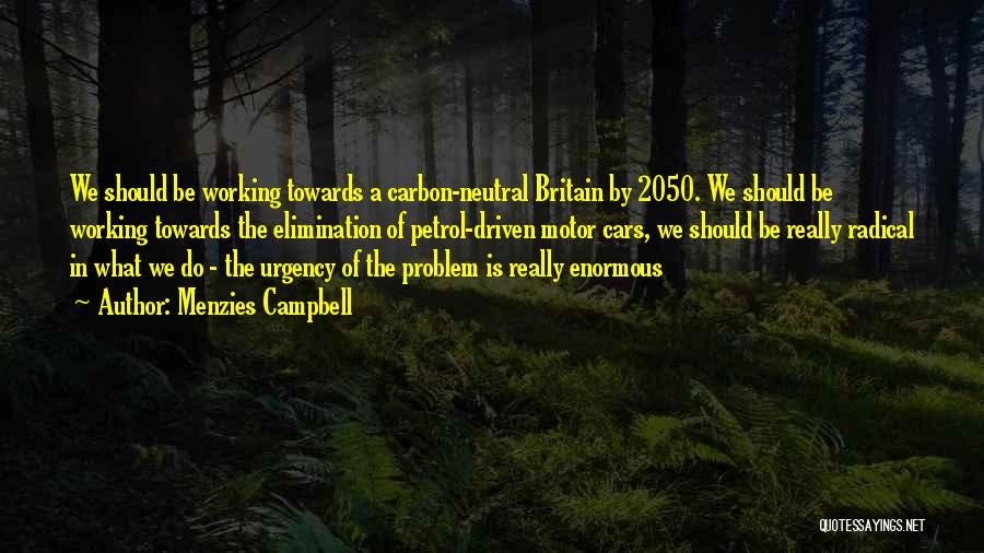 Menzies Campbell Quotes: We Should Be Working Towards A Carbon-neutral Britain By 2050. We Should Be Working Towards The Elimination Of Petrol-driven Motor