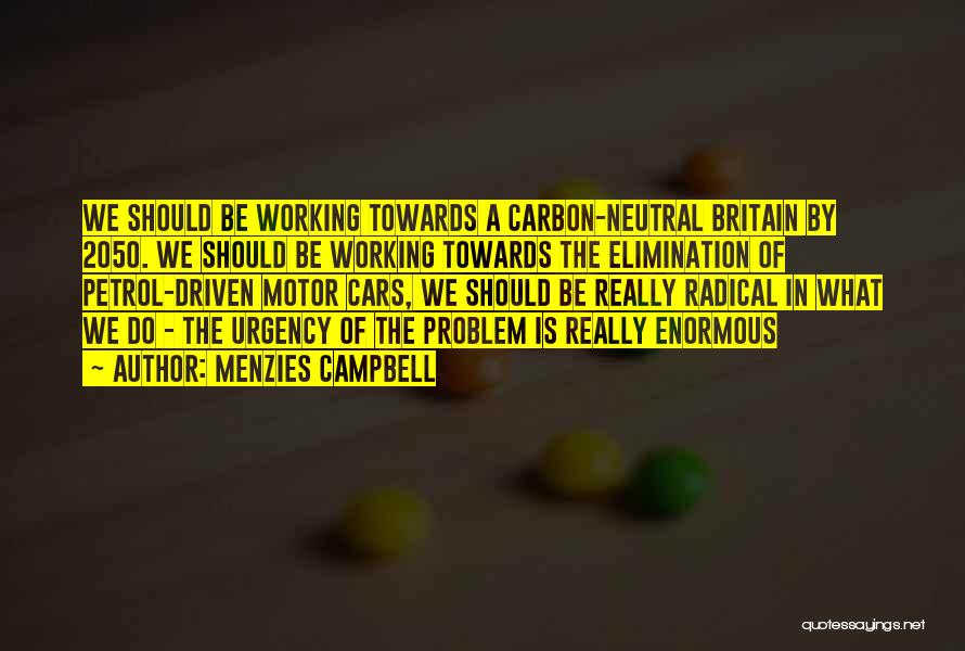 Menzies Campbell Quotes: We Should Be Working Towards A Carbon-neutral Britain By 2050. We Should Be Working Towards The Elimination Of Petrol-driven Motor