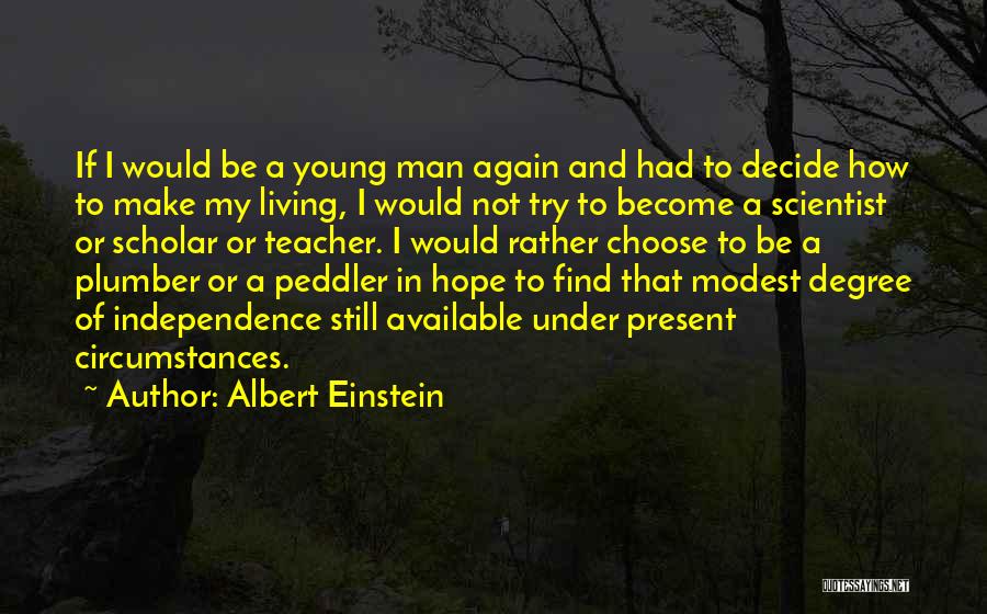 Albert Einstein Quotes: If I Would Be A Young Man Again And Had To Decide How To Make My Living, I Would Not