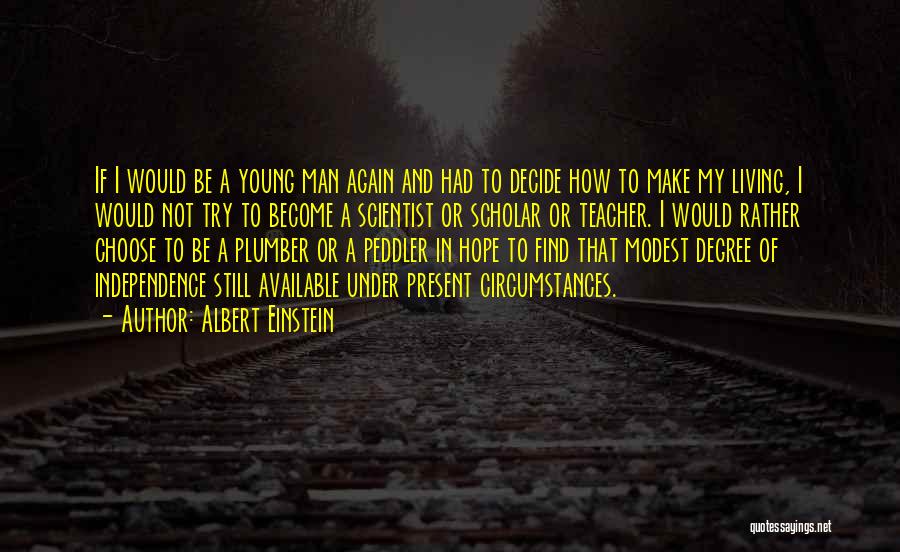 Albert Einstein Quotes: If I Would Be A Young Man Again And Had To Decide How To Make My Living, I Would Not