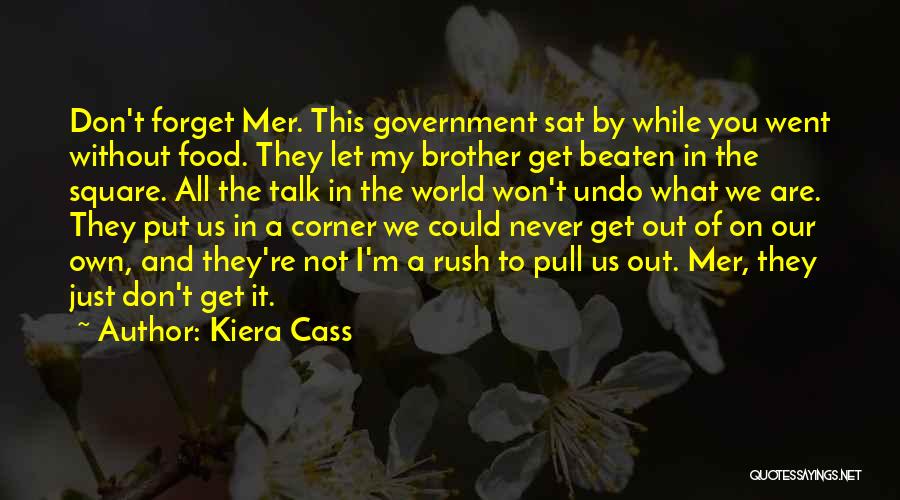 Kiera Cass Quotes: Don't Forget Mer. This Government Sat By While You Went Without Food. They Let My Brother Get Beaten In The