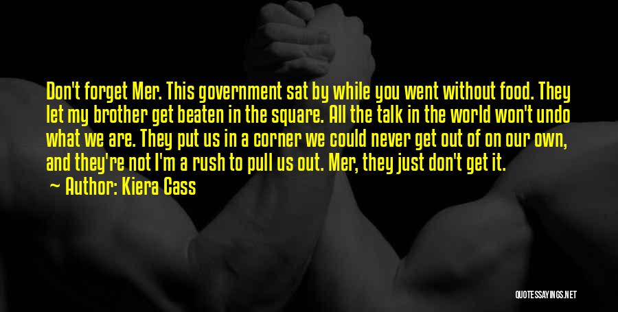 Kiera Cass Quotes: Don't Forget Mer. This Government Sat By While You Went Without Food. They Let My Brother Get Beaten In The