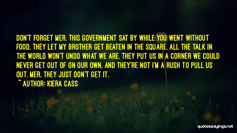 Kiera Cass Quotes: Don't Forget Mer. This Government Sat By While You Went Without Food. They Let My Brother Get Beaten In The