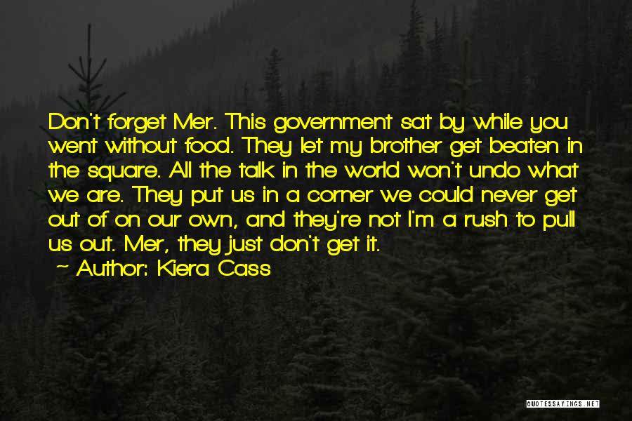 Kiera Cass Quotes: Don't Forget Mer. This Government Sat By While You Went Without Food. They Let My Brother Get Beaten In The