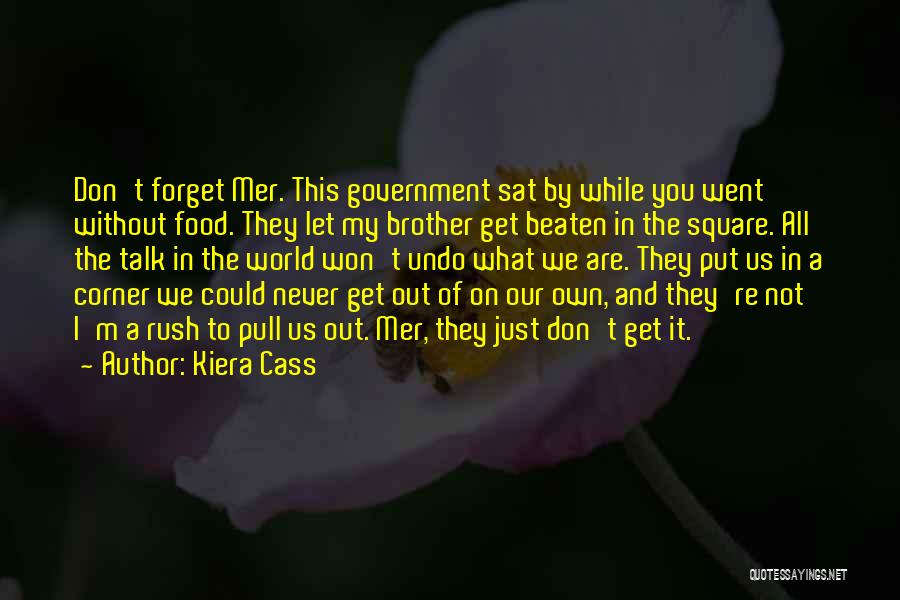 Kiera Cass Quotes: Don't Forget Mer. This Government Sat By While You Went Without Food. They Let My Brother Get Beaten In The