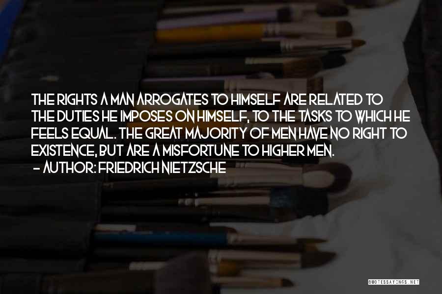 Friedrich Nietzsche Quotes: The Rights A Man Arrogates To Himself Are Related To The Duties He Imposes On Himself, To The Tasks To